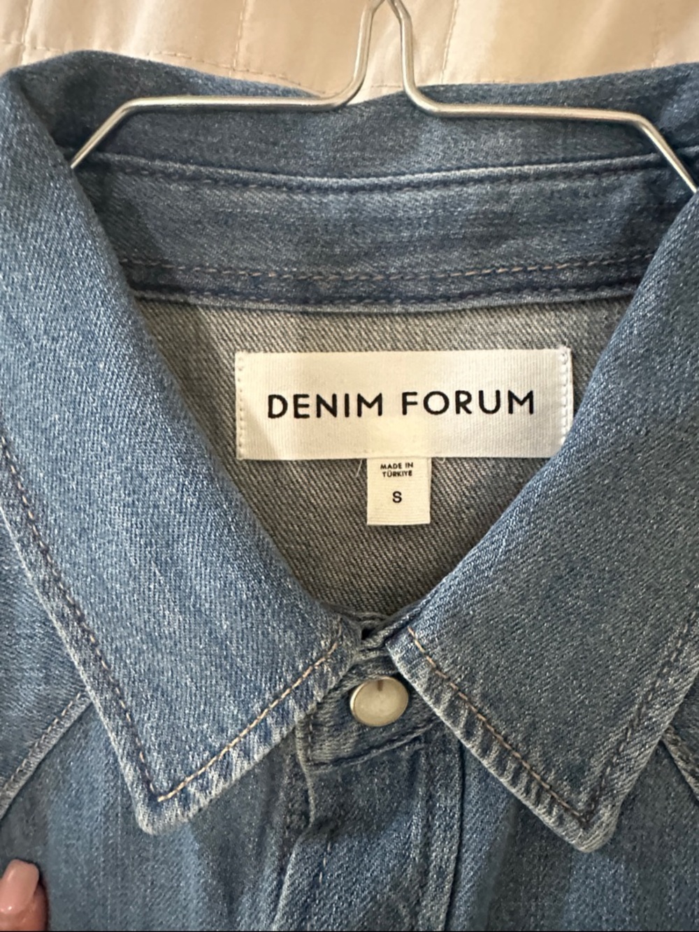Denim Forum Classic Western Denim Shirt - Medium Blue - Picture 3 of 5